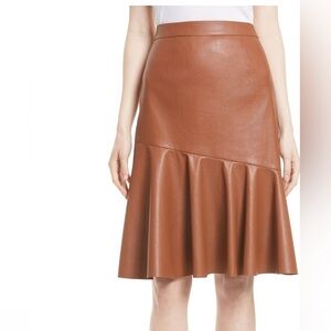 NWT Rebecca Taylor Faux leather skirt cognac size 4